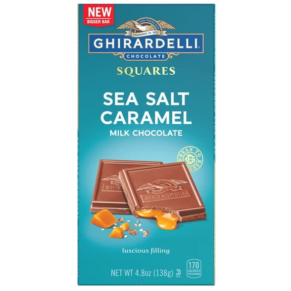 GHIRARDELLI Sea Salt Caramel Milk Chocolate Squares Bar, 4.8 Oz (Case of 10)
