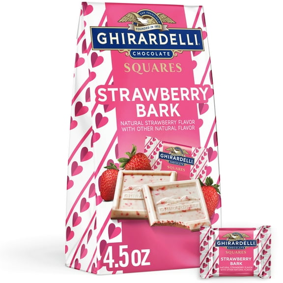 GHIRARDELLI Strawberry Bark Chocolate SQUARES, 4.5 oz Bag