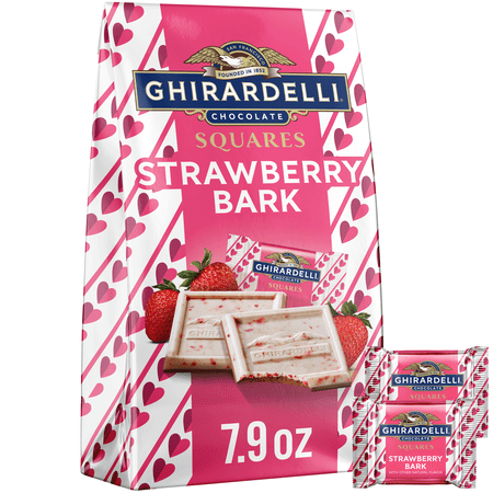 GHIRARDELLI Strawberry Bark Chocolate Squares for Valentines, 7.9 Oz Bag