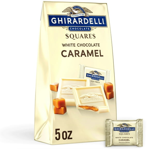 GHIRARDELLI White Chocolate Candy SQUARES with Caramel Filling, 5 oz Bag