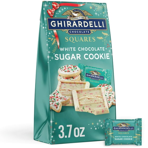 GHIRARDELLI White Chocolate Sugar Cookie Squares, 3.7 OZ Bag