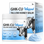 GHK-CU Whipped Tallow Honey Balm 4.2 Oz 120g   Grass-Fed Tallow & Honey Moisturizing Skin Balm with Vitamin E   Whipped Body & Face Balm for Dry Skin
