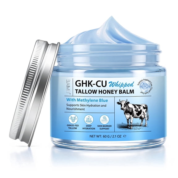 GHK-CU Whipped Tallow Honey Balm – with GHK-CU, Methylene Blue & Grass-Fed Tallow – Helps Support Smooth, Healthy-Looking Skin, 2.1 oz