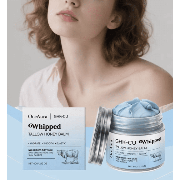 GHK-Cu Beef Tallow for Skin: Blue Balm with Methylene Blue, Manuka Honey & Vitamin E Natural Face and Body Moisturizer for Mature, Dry & Sensitive Skin 2OZ