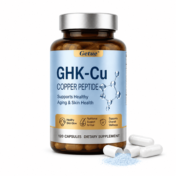 GHK-Cu Copper Peptide Supplement, 120 Vegan Capsules High Potency Promotes Skin Repair, Radiant Skin Elasticity, Anti-Aging & Hair Growth Support