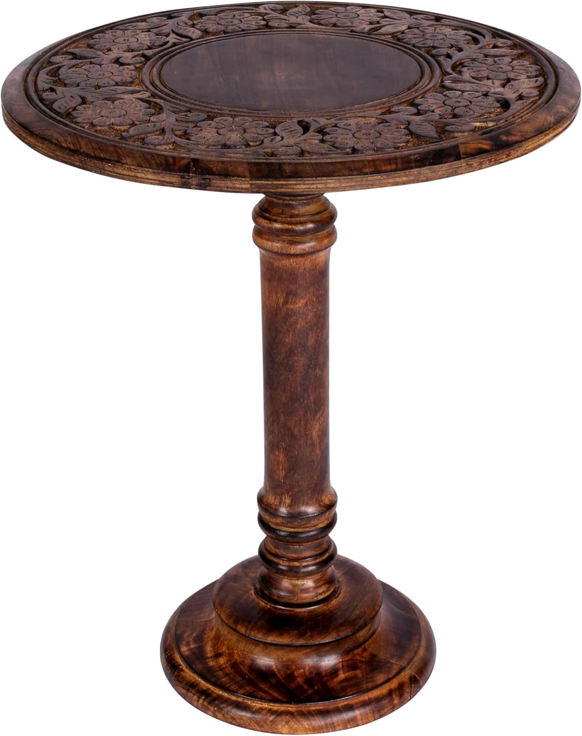 GHLZYDA Hand Carved Octagonal Wooden Side Table u2013 18 u201D x 18