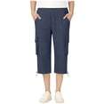 thumbnail image 1 of GHNJK Girls' Cargo Capri Pants with Drawstring Cuffs Elastic High Waist Casual Trousers for Summer, 1 of 7
