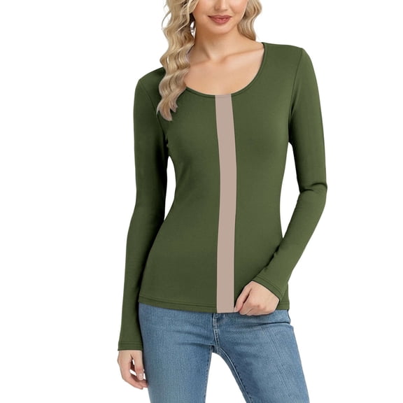 GHNJK Women's Long Sleeve Shirts Fall Crewneck Tshirt Slim Fit Basic Tee Shirt Y2k Going Out Tops