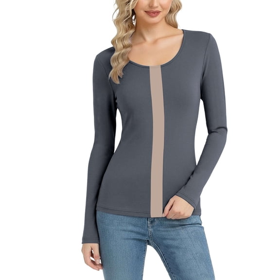 GHNJK Women's Long Sleeve Shirts Fall Crewneck Tshirt Slim Fit Basic Tee Shirt Y2k Going Out Tops
