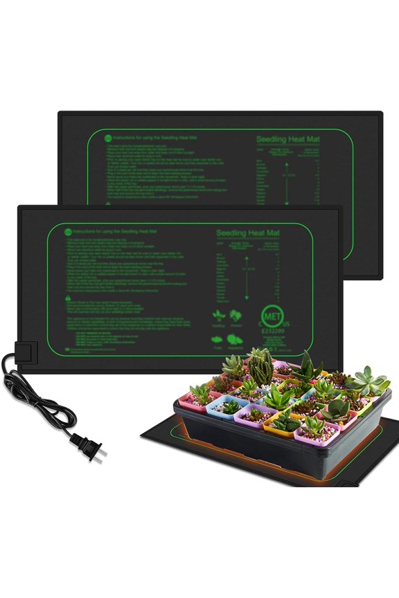 2Pack Seedling Heat Mat for Indoor Home Gardening Seed Starting, 10"x 20.75" Heat Pad for Plants, Warm Germination Hydroponic MET Certified Waterproof
