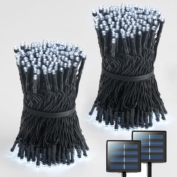 GHODEC 2Pack White Solar String Lights Outdoor,104.6ft 160 LED Solar Tree String Lights Backyard String Lights with 8 Modes for Garden, Wedding, Party, Tent, Camp, Outdoor Decoration