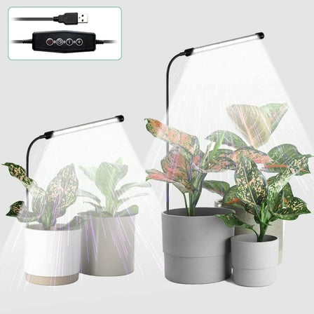 GHODEC 2Pack Grow Light for Indoor Plants, 6000K Full Spectrum Plant indoor Light for Small Plants, Auto on/off Timing & 5 Dimming