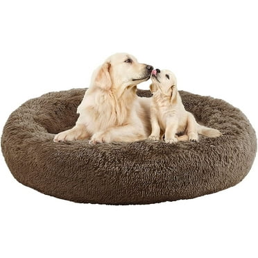 GHODEC Calming Dog Bed for Large Dogs, 31 inch Anti Anxiety Donut Dog Bed, Washable Round Cozy Soft Pet Bed for Puppy and Kitten with Slip-Resistant Bottom