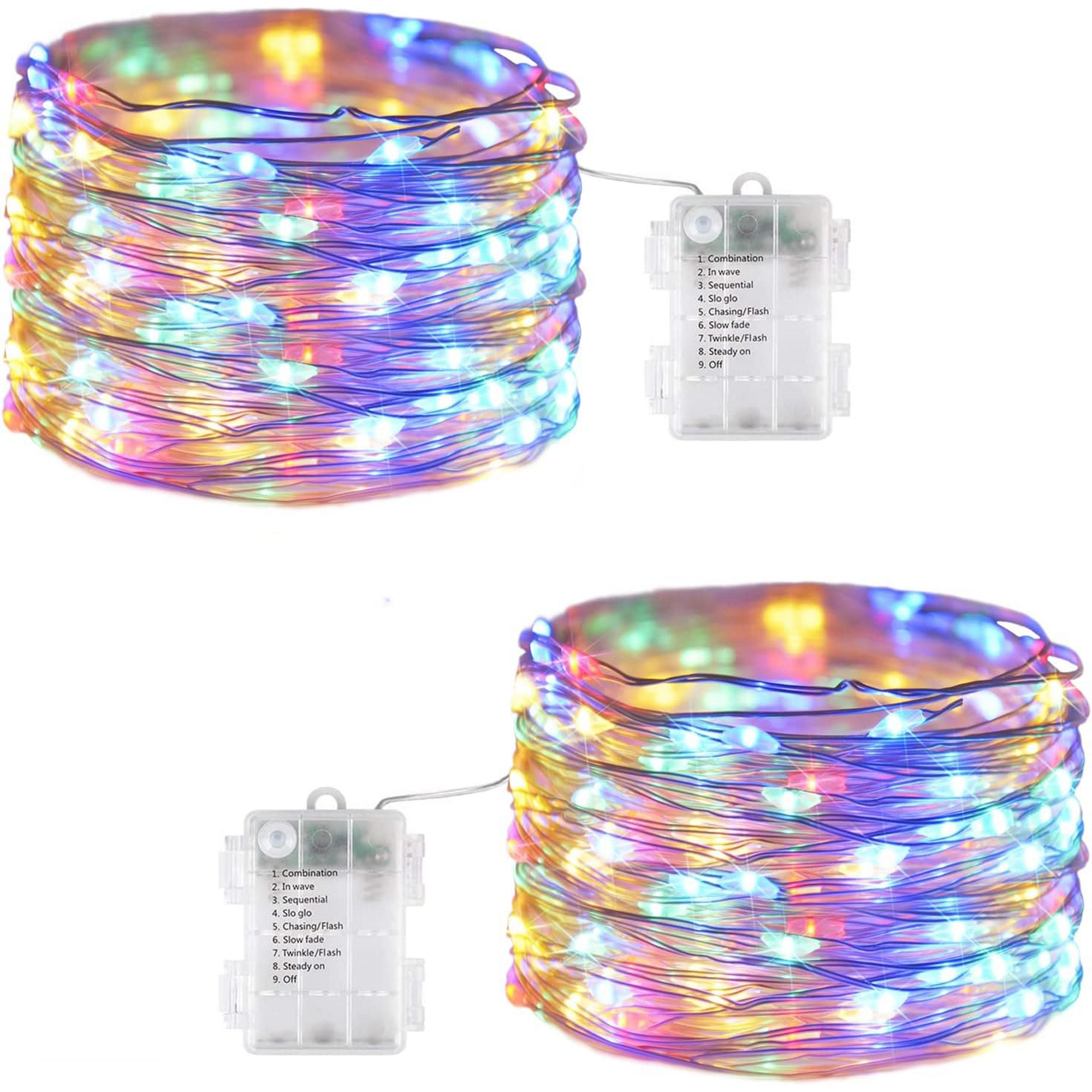 GHODEC 2Pack 40ft LED Christmas Lights, Battery Operated Multicolor ...