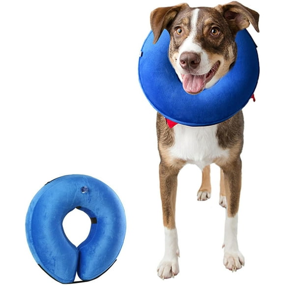 GHODEC Inflatable Dog Collar, Soft Dog Cone for Dogs After Surgery, Adjustable Blow up Donut E-Collars for Small Medium Large Dogs and Cats(M)