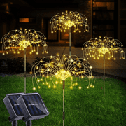 GHODEC Outdoor Solar Lights,Solar Firework Light, 4 Pack Solar Garden Lights with 120 LED Stake Starburst Lights 8 Modes Solar Patio Fairy Lights for Lawn Garden Decor