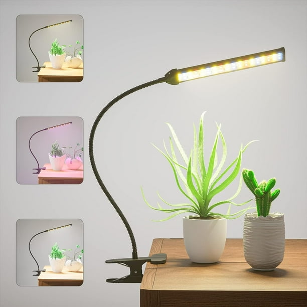 Ghodec Plant Lights for Indoors 80W 5000K LED Grow Lamp Clip On Desktop for Indoor Plants Timer 4 8 12 18 Hrs 5 Level Dimmable Color Spectrum