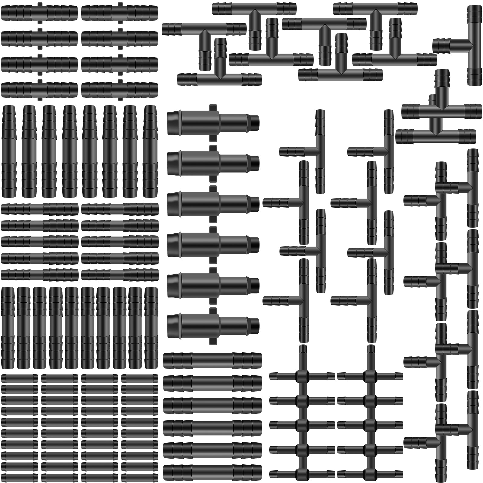Ghojet Vacuum Connector Assortment, Black, 128 Pieces, Automotive Specialty Parts
