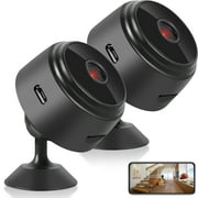 GHOJET 2Pcs Mini Wireless Camera Portable Magnetic WiFi Camera 1080P HD Smart Home Security Camera with Night Vision Motion Detection Alarm 128GB SD Card Storage for Home Office