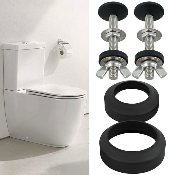 GHOJET 2Pcs Universal Toilet Tank To Bowl Gasket Set Stainless Steel Rustproof Bolt Hardware Kit Toilet Cistern Seal Kit with Gaskets for 2-Inch and 3-Inch Flush Valve Opening Toilet Tanks