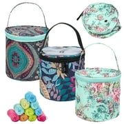 GHOJET 3Pcs Yarn Storage Bag Knitting Bag Portable Foldable Yarn Storage Organizer Zippered Yarn Holder Small Knitting Supplies Bag 600D Oxford Cloth Knitting Organizer Crochet Bags and Totes