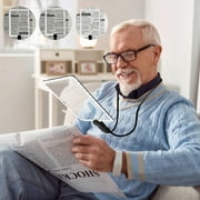 GHOJET 5X Hands Free Magnifying Glass with LED Light,Dimmable Neck Wear Magnifier Square Magnifying Glass Full Book Page Reading Magnifier High Clarity Ergonomic Magnifier Seniors