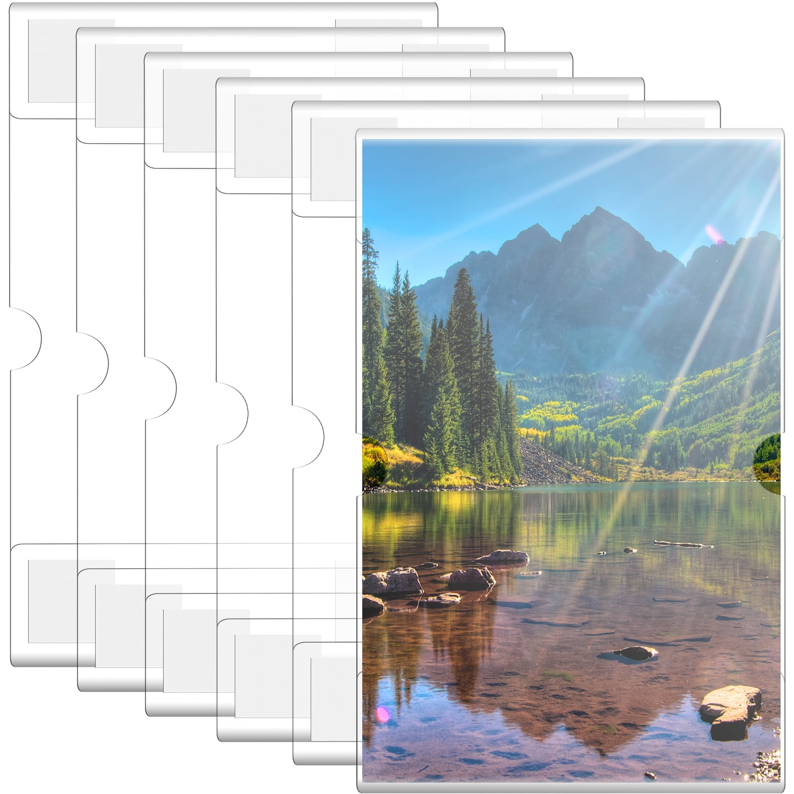 6Pcs Acrylic Picture Frames 4 x 6 inch Frameless Clear Photo Frame for Wall SelfAdhesive