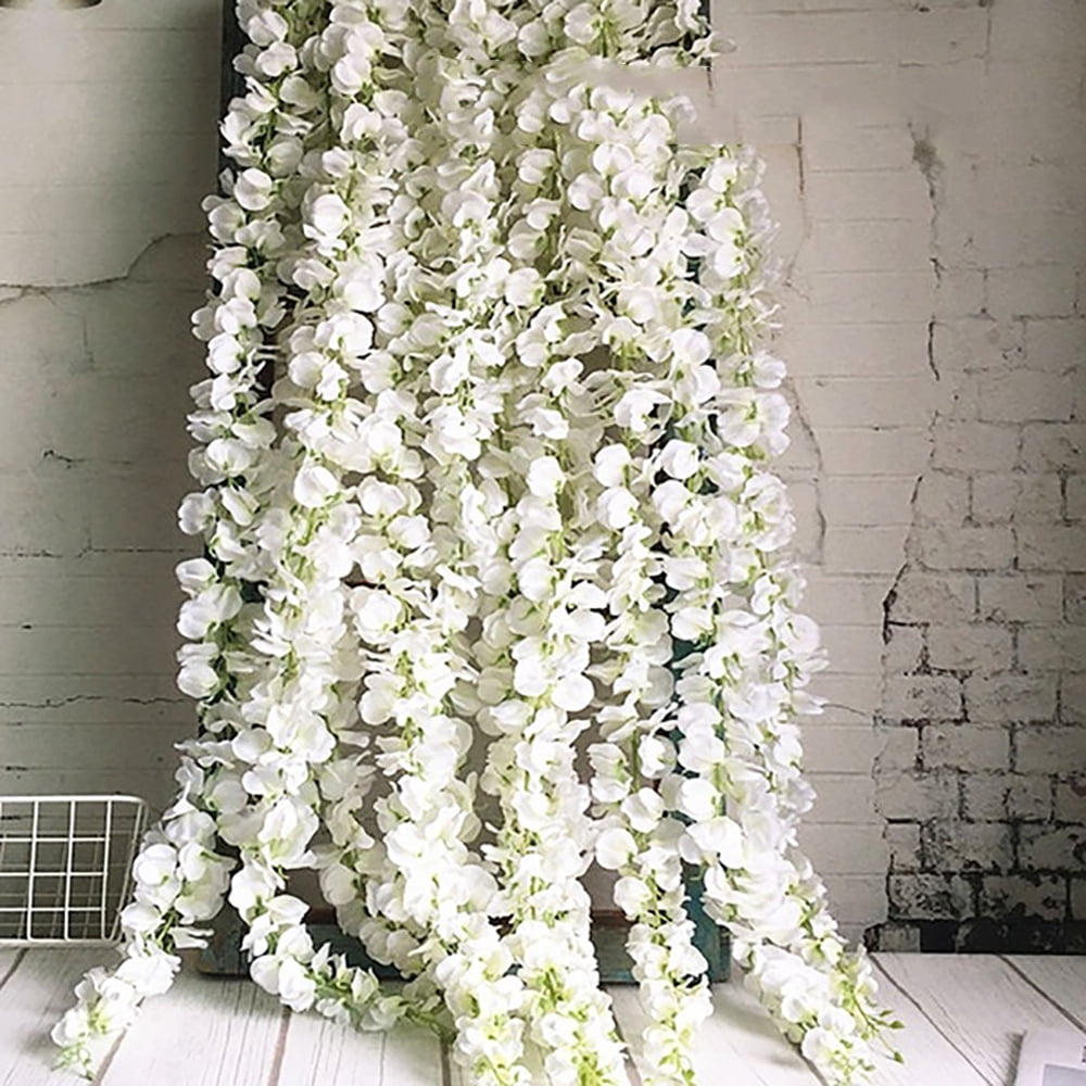 Artificial Flower String GHOJET Garden 100Pack 3.3Feet Artificial Fake Wisteria Vine Hanging ...