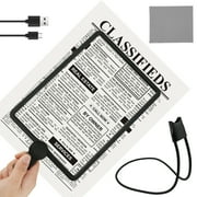 GHOJET Hands Free 5X Magnifying Glass with LED Light,Dimmable Neck Wear Magnifier Square Magnifying Glass Full Book Page Reading Magnifier Multifunctional Lighted Magnifier 9.4x6.5inch