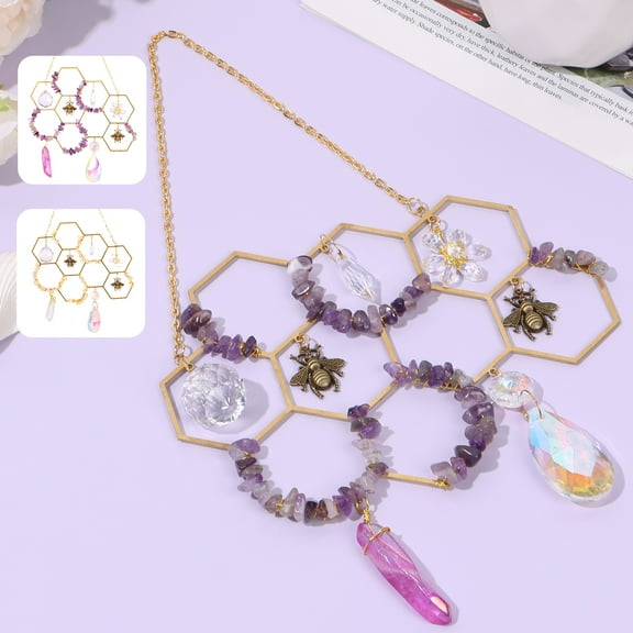 Ghojet Sun Catchers with Crystals, DIY Bee Window Hanging Ornament,Crystal Suncatcher Prism Hanging for Ornaments Home Garden Office Decoration
