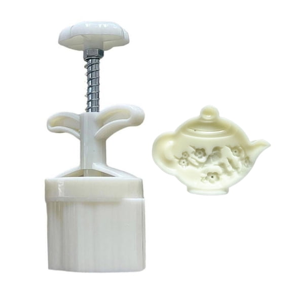 GHOONEY Plastic Material Mooncake Mold Plum Teapot Shape Stamps Moon Cake Moulds for Mid-Autumn Festival DIY Baking Mooncake Use