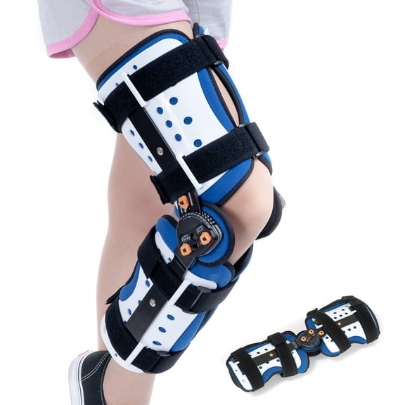 GHORTHOUD Hinged ROM Knee Brace Post Op Knee Support Adjustable Knee Immobilizer with Side Leg Stabilizers
