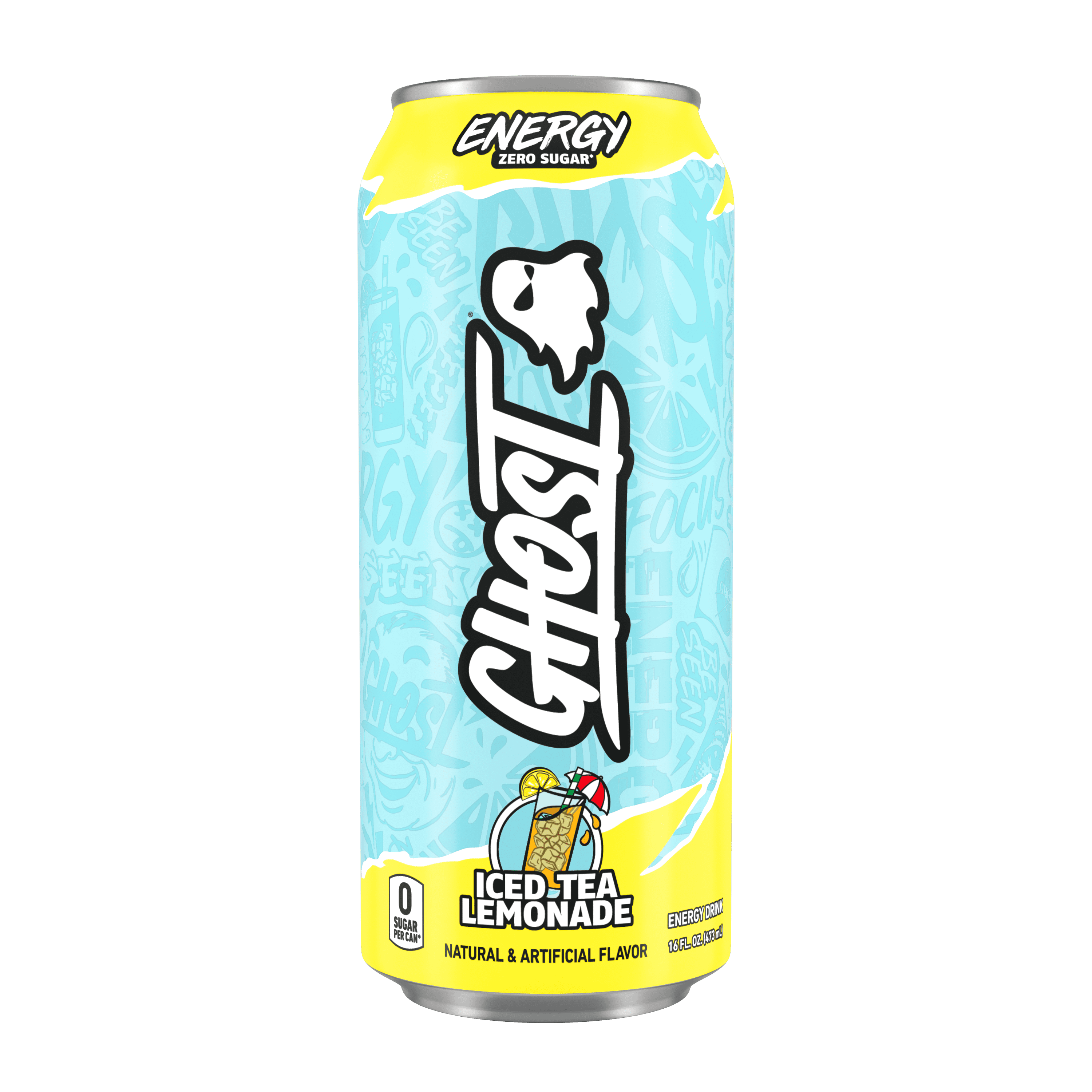 GHOST ENERGY Zero Sugars Energy Drink, Iced Tea Lemonade, 200mg Natural Caffeine, 16 fl oz Can