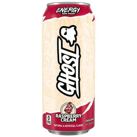 GHOST® ENERGY Zero Sugars Energy Drink, Raspberry Cream, 200mg Natural Caffeine, 16 fl oz Can