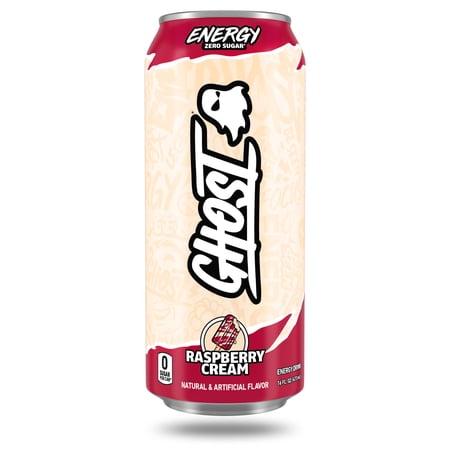GHOST® ENERGY Zero Sugars Energy Drink, Raspberry Cream, 200mg Natural Caffeine, 16 fl oz Can