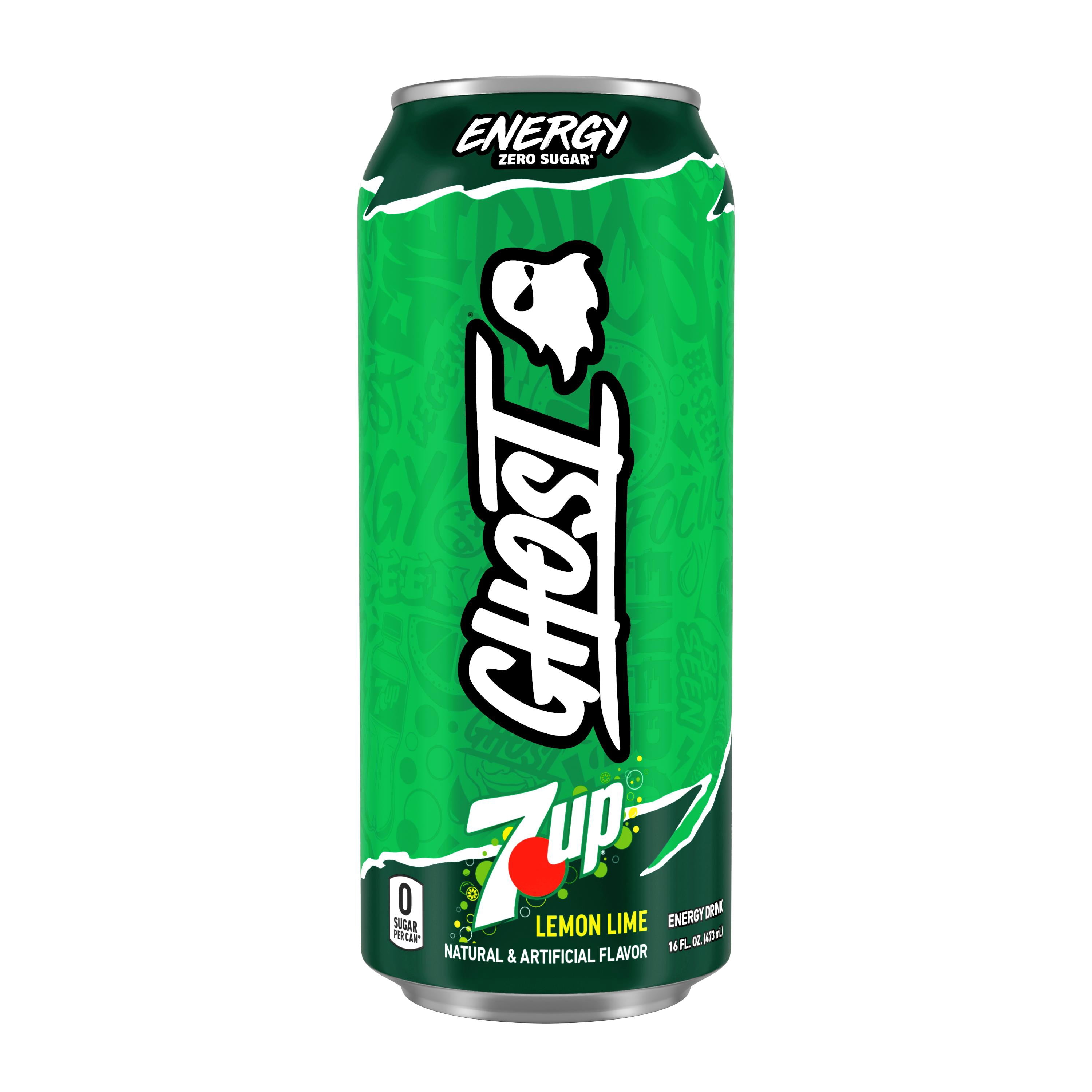 GHOST® ENERGY Zero Sugars Energy Drink, 7UP Lemon Lime, 200mg Natural Caffeine, 16 fl oz Can