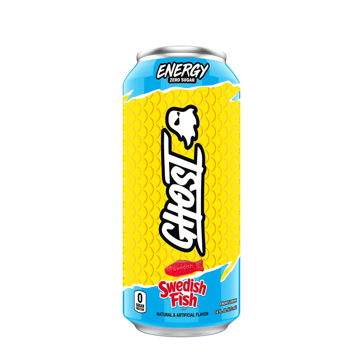 GHOST ENERGY Zero Sugars Energy Drink, SWEDISH FISH, 200mg Natural Caffeine, 16 fl oz Can