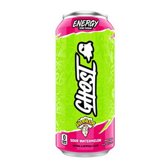 GHOST Energy Drink - Zero Sugar, WarHeads Sour Watermelon (12 x 16 Fl Oz.)