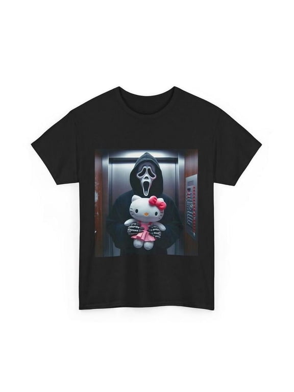 GHOST FACE SCREAM ANIME HelloS S Kitty GRAPHIC TEE TSHIRT SHIRT Unisex Comfort Tee T Shirt, Color: Black, Size: M