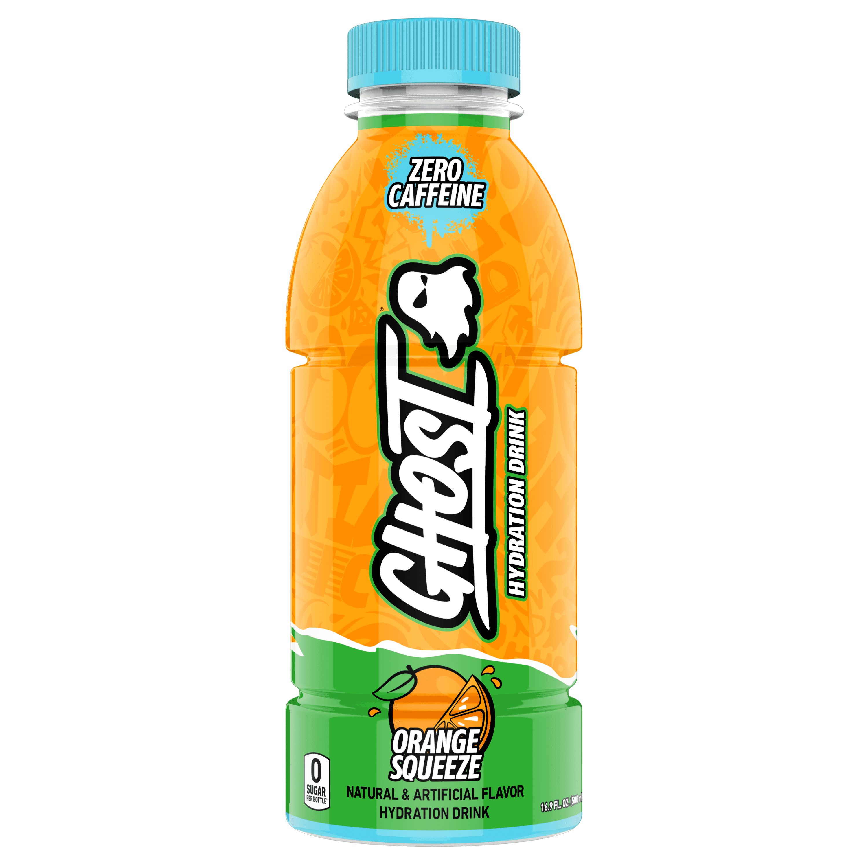 GHOST HYDRATION Zero Sugars Sports Drink, Orange Squeeze, 16.9 fl oz
