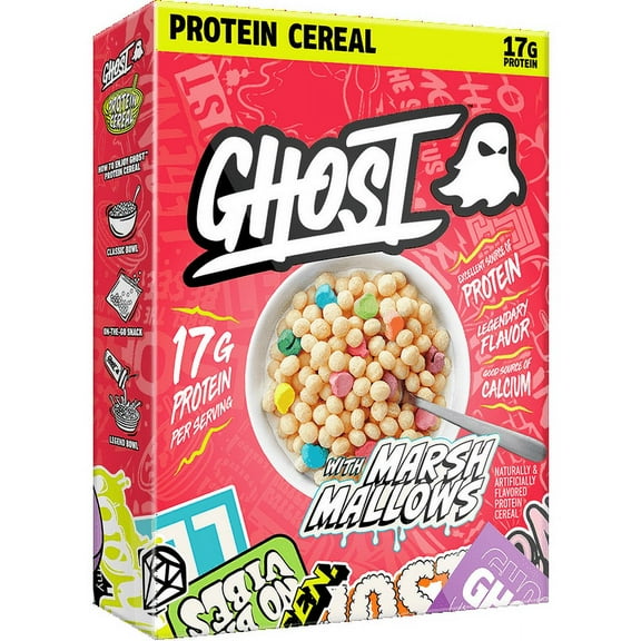 GHOST PROTEIN CEREAL, MARSHMALLOWS Flavor, 17G Protein, 9.4oz (Pack 6)