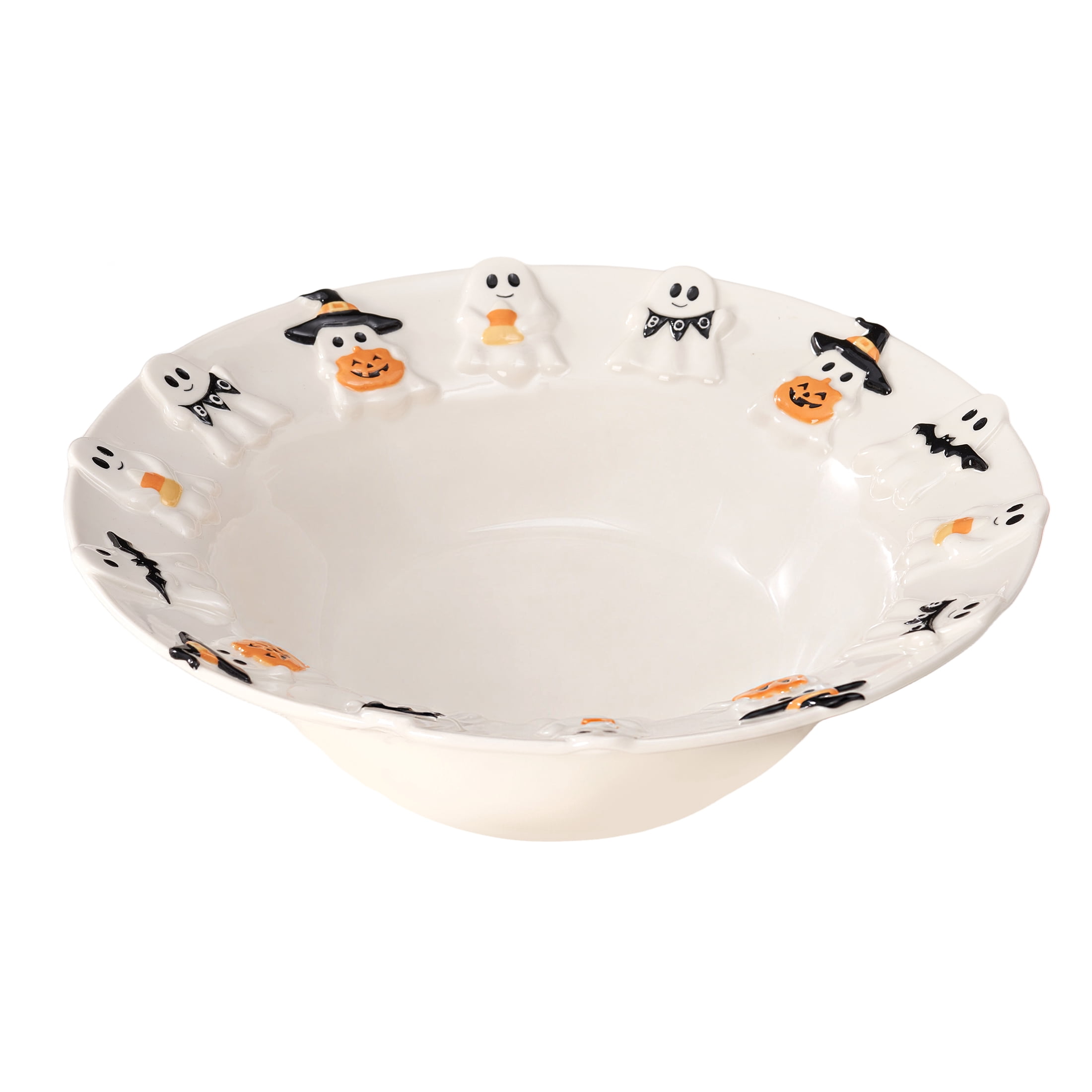 Way To Celebrate Halloween Ghost Ceramic Stoneware Serving Bowl