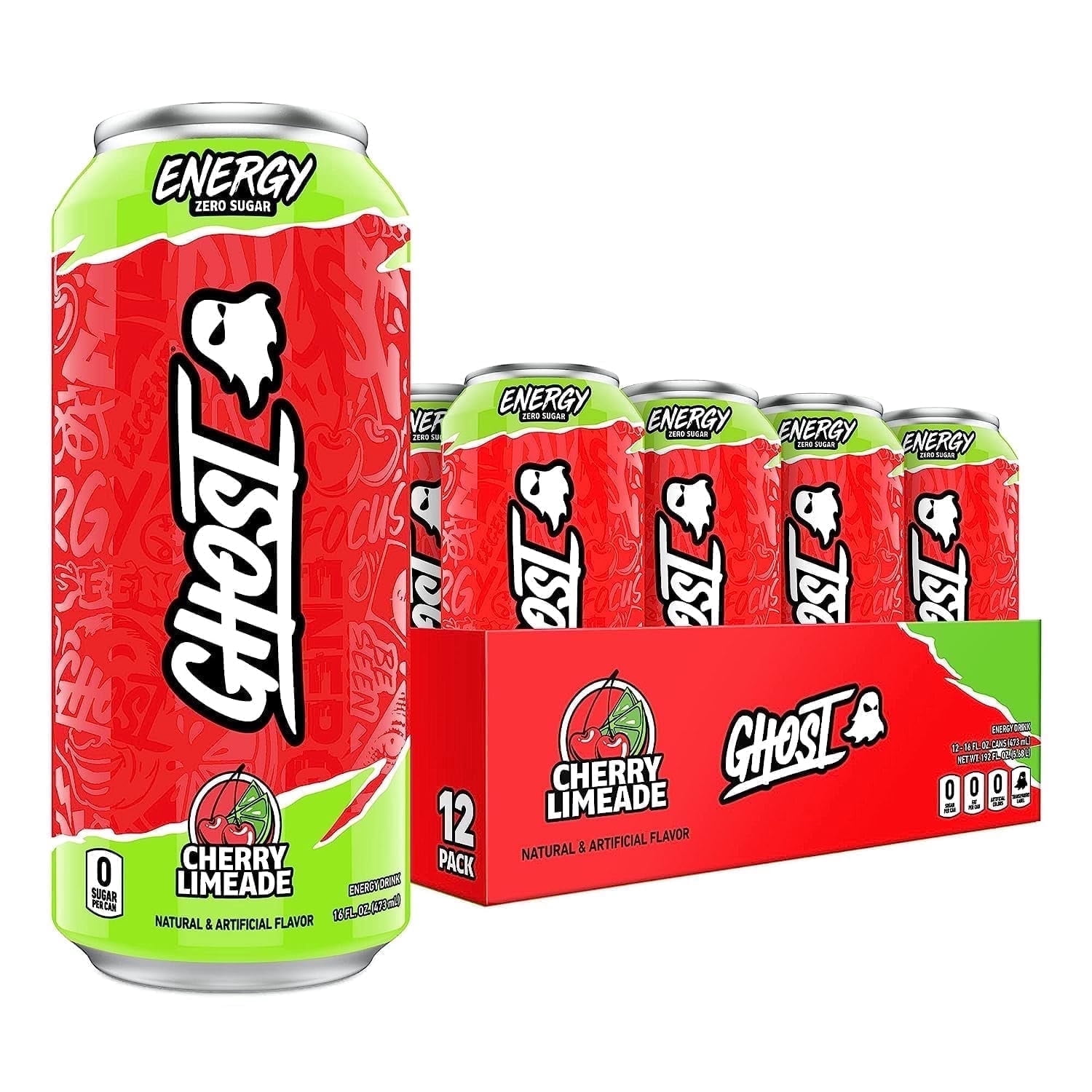 GHOST Zero Sugar Energy Drink, Cherry Limeade, 200mg Caffeine