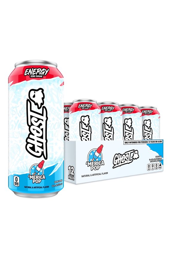 Zero Sugar Energy Drink, Merica Pop, 16 oz Can, 12 Pk