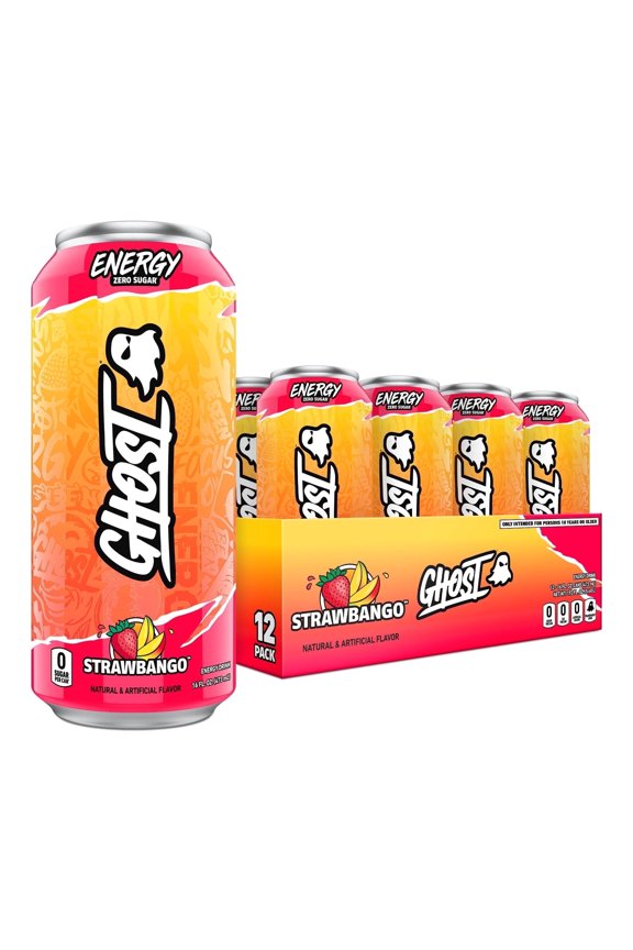 Zero Sugar Energy Drink, Strawbango, 16 oz Can, 12 Pk