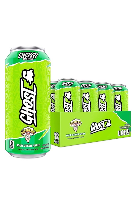 Zero Sugar Energy Drink, WARHEADS Sour Green Apple, 16 oz Can, 12 Pk