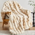 thumbnail image 1 of GHOUSE Faux Fur Blankets Fluffy Fuzzy Throw Blanket 50x60 Inches Tie-dyed Brown Blanket for Couch Chair Sofa, 1 of 7