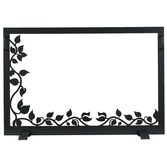 GHP Group Inc Design Specialties Ivy Glass Black Steel Fireplace Screen 38 X 26