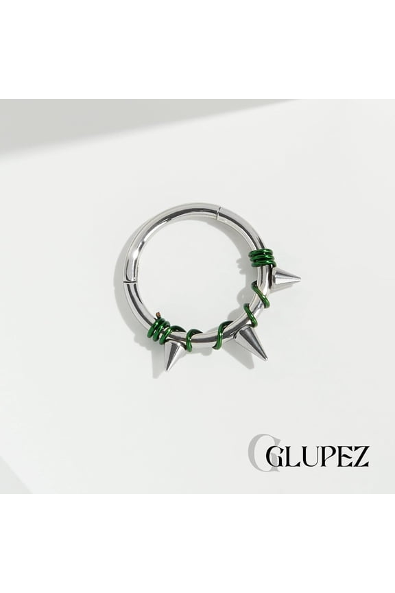 GHRTGR-0G 00G Septum Nose Ring 316L Surgical Steel Earrings With Chain Clicker Hinged Ring for Nostril Conch Cartilage Hoop Helix Daith Tragus Body Piercing Jewelry for Women Men 8MM 10MM