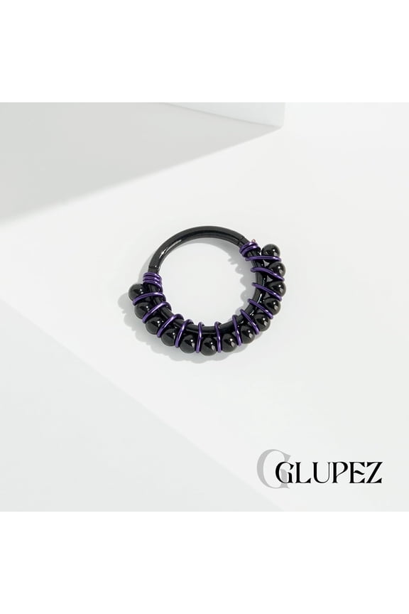 GHRTGR-0G 00G Septum Nose Ring 316L Surgical Steel Earrings With Chain Clicker Hinged Ring for Nostril Conch Cartilage Hoop Helix Daith Tragus Body Piercing Jewelry for Women Men 8MM 10MM